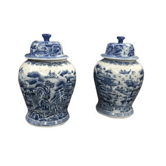 Blue and white ginger jars