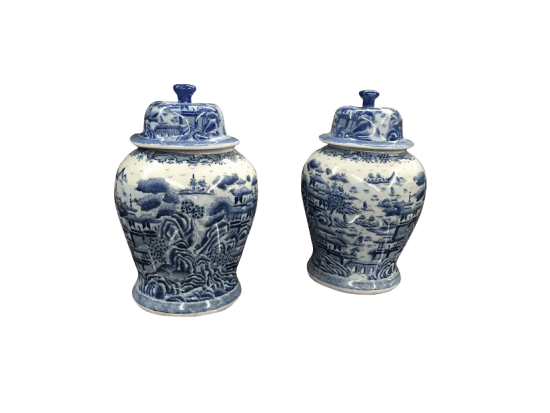 Blue and white ginger jars