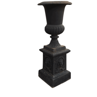 antique cast iron garden urn