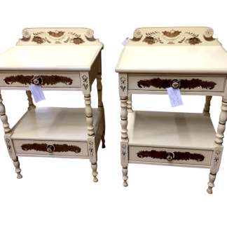 Pair of Hitchcock Stenciled Cream Nightstands