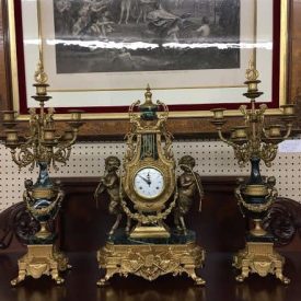 clock and candelabra set