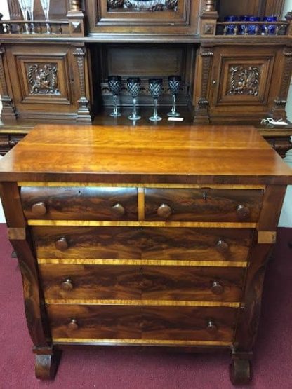 mahogany and tiger maple dresser