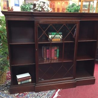 mahogany bookcase with glass door and open sides