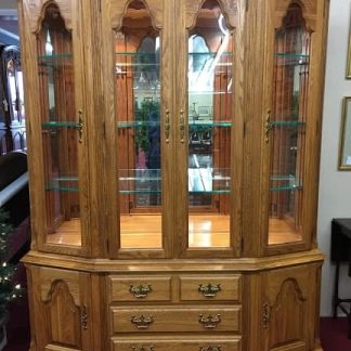 keller oak lighted hutch cabinet