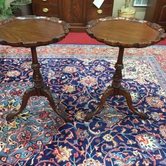 Carved Mahogany Pedestal End Tables