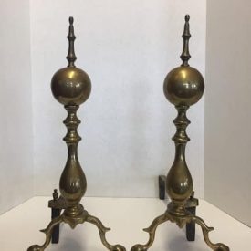 Brass Andirons with Ball and Claw Feet