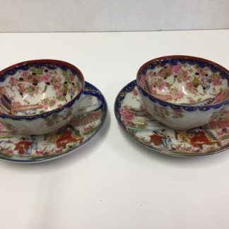 Pair of Blue Rose Medallion Cups and Saucers