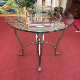 Glass Top Center Table with Metal Base