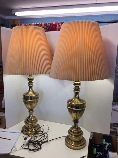 Large Brass Table Lamps from Stiffel, 1960s, Set of 2 for sale at