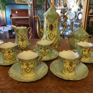 Eight Piece Mint and Gold Lusterware Tea Set