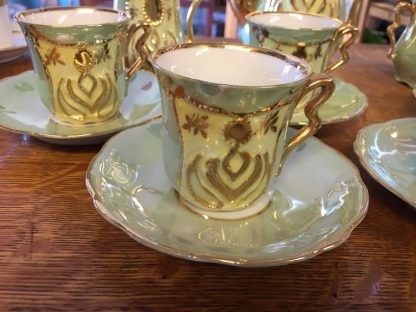 Eight Piece Mint and Gold Lusterware Tea Set