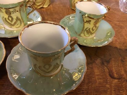 Eight Piece Mint and Gold Lusterware Tea Set