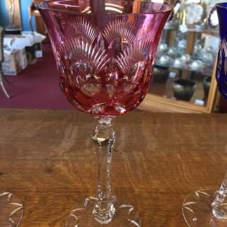 Pink Bohemian Crystal Stemware Goblet