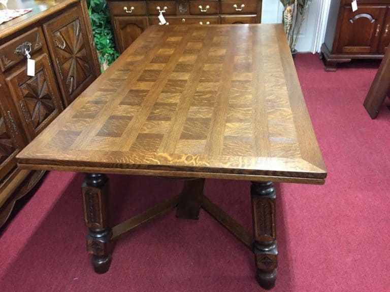 Oak Parquet Top Dining Table