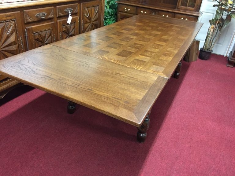 Oak Parquet Top Dining Table