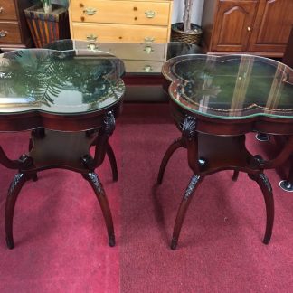 Vintage Leather Top End Table