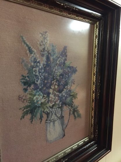 Antique Walnut Frame with Needlework Picture