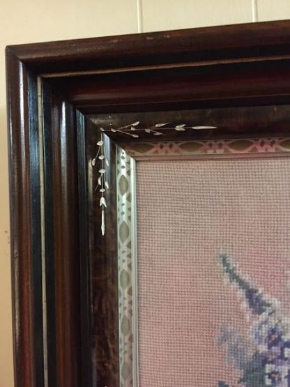 Antique Walnut Frame with Needlework Picture