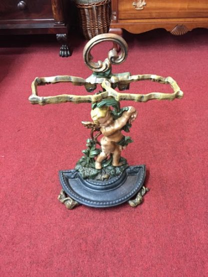 Vintage Cast Iron Cupid Umbrella Stand