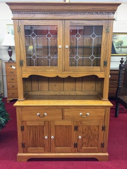 Oak Lighted China Cabinet