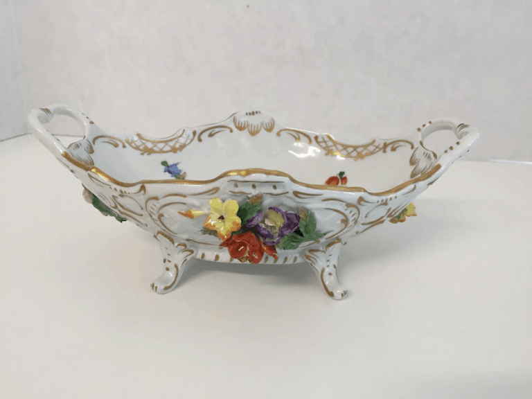 Antique Dresden Footed Bowl