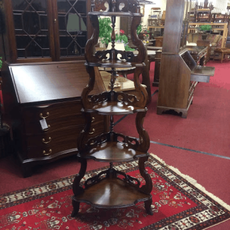 Antique Walnut Victorian Corner Etagere