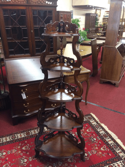 Antique Walnut Victorian Corner Etagere