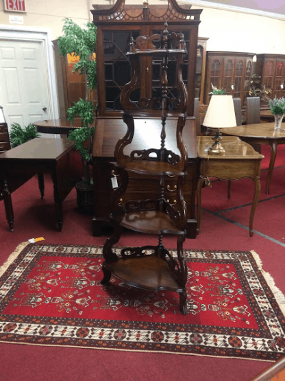 Antique Walnut Victorian Corner Etagere