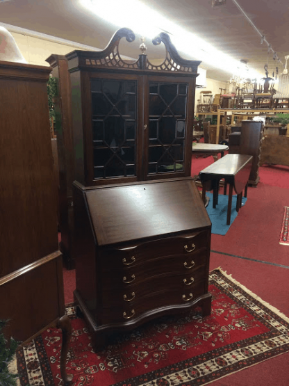 Maddox Mahogany Secretary Desk with Bookcase Top