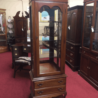 Vintage Curio Cabinet, Solid Wood, Cherry Lighted Cabinet