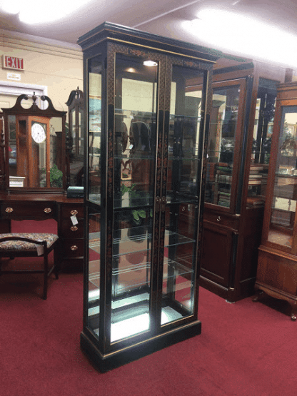 Oriental Style Curio Cabinet, Chinoiserie Cabinet