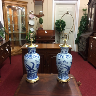 Vintage Blue and White Ceramic Lamp