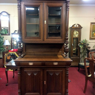 Antique Continental Oak Bar Cabinet