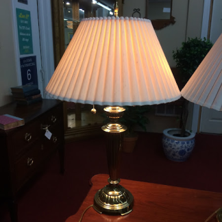 Pull Chain Brass Lamps with Pleated Shades