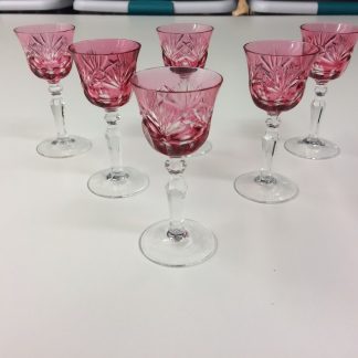 Pink Cut to Clear Cordials, Set of Six