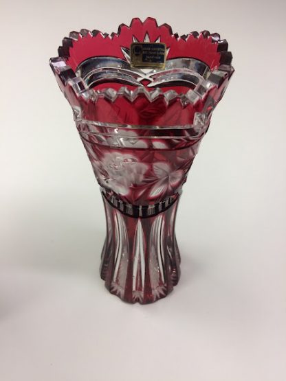 Vintage Red Cut to Clear Crystal Vase