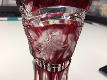 Vintage Red Cut to Clear Crystal Vase