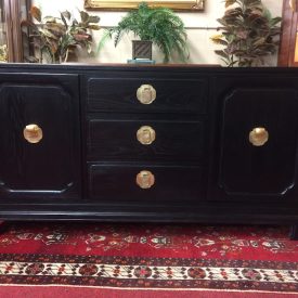 Vintage Davis Furniture Black Oriental Buffet