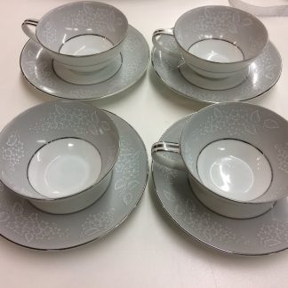 Vintage Noritake "Sabrina" Cups and Saucers, Set of Four