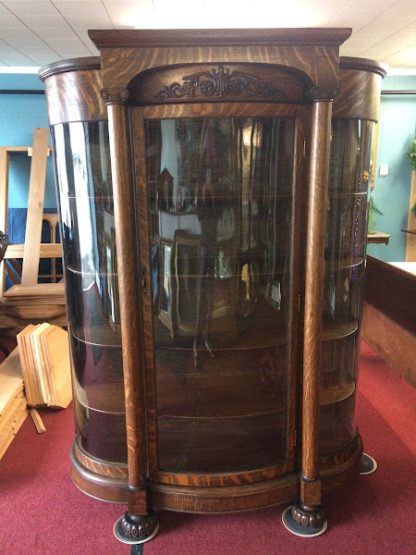 Antique Glass Bowfront China Cabinet