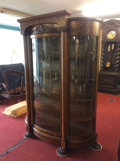 Antique Glass Bowfront China Cabinet