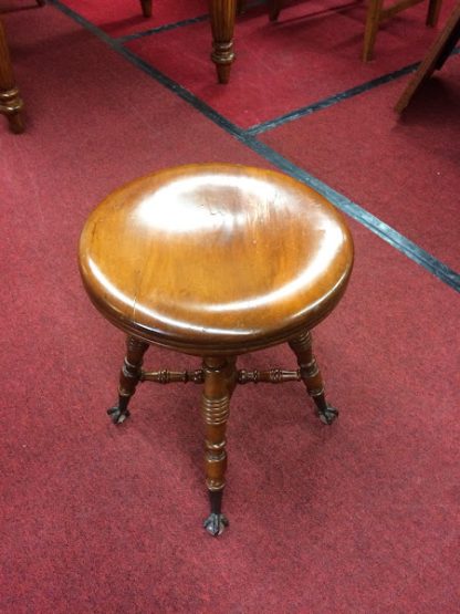 Antique Piano Stool with Glass Feet