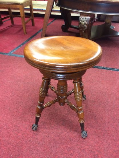 Antique Piano Stool with Glass Feet