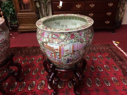 Vintage Rose Famille Urns on Bases, A Pair