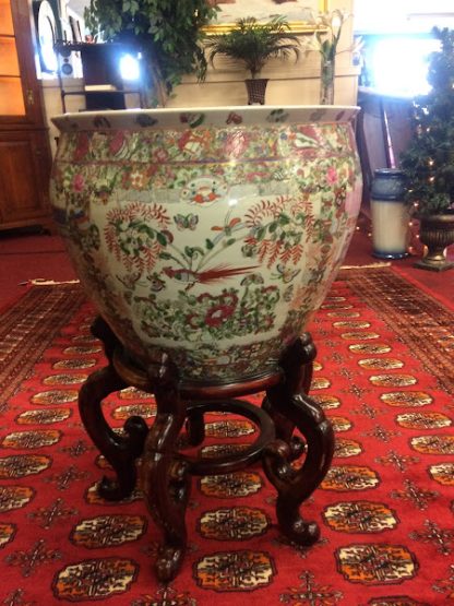 Vintage Rose Famille Urns on Bases, A Pair