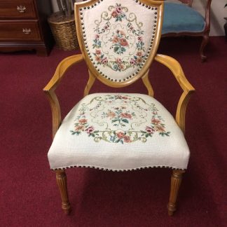 Embroidered Chair, Vintage Shield Back Chair