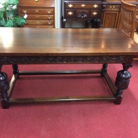 Antique Library Table, Carved Table