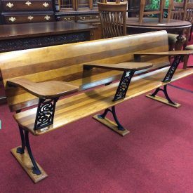 Antique School Bench, Long Cast Iron Bench with Desks