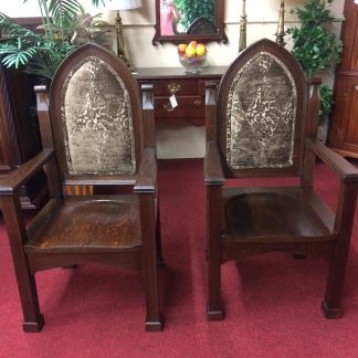 Antique Gothic Chairs, Oak Furniture, The Pair