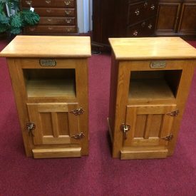 Vintage Oak Nightstands, Icebox Style, The Pair